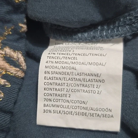 Anthropologie Tiny Syden Embroidered Floral Sleeveless Button Front Dress Teal M - Picture 6 of 10